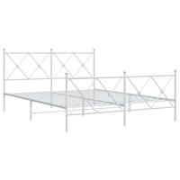Bedframe met hoofd- en voeteneinde metaal wit 160x200 cm - thumbnail