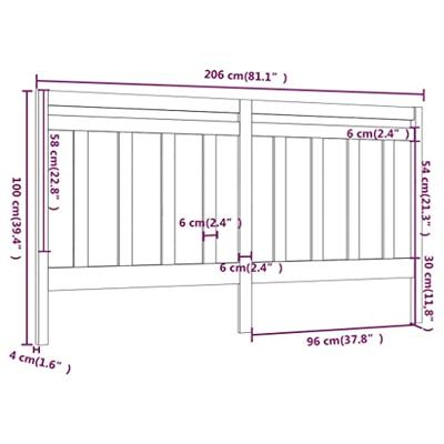 Hoofdbord 206x4x100 cm massief grenenhout - thumbnail
