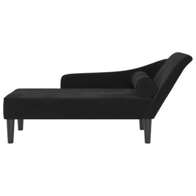 Chaise longue met kussens fluweel zwart Chaise longue met kussens fluweel zwart