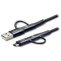 Mobilize Strong Nylon Cable 4in1 USB, USB-C to Micro USB, USB-C 1.5m Black - thumbnail