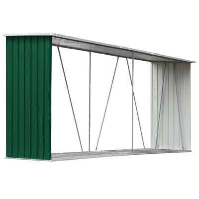 VidaXL Haardhoutschuur 330x84x152 cm gegalvaniseerd staal groen