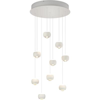 LED Hanglamp - Musterring Cannon - 9 Lichtpunten van 5 Watt - Rond - Dimbaar - Aanpasbare Lichtkleur - Geheugenfunctie - Nachtlamp - Up-and-down Verlichting - Mat Wit - Metaal