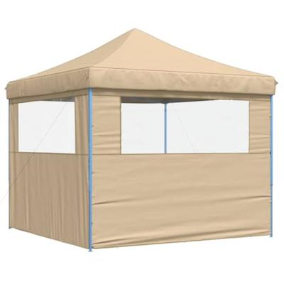 Partytent inklapbaar pop-up met 2 zijwanden beige - thumbnail