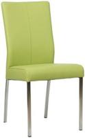 Felgroene leren moderne eetkamerstoel Comfort - poot vierkant rvs - Hermes Leer Lime (felgroen leer) - thumbnail