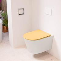 MONDIAZ LAVIE hangend toilet single fire rimless diepspoel Linen, Toiletzitting met quick-release & softclose Ocher - thumbnail