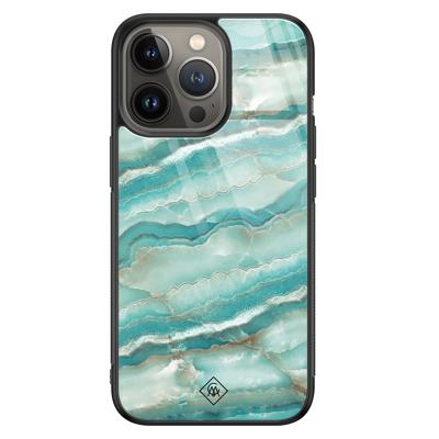 iPhone 13 Pro glazen hardcase - Marmer azuurblauw