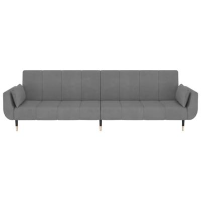 Slaapbank 2-zits met 2 kussens fluweel lichtgrijs