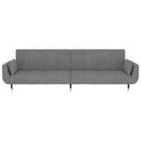 Slaapbank 2-zits met 2 kussens fluweel lichtgrijs - thumbnail