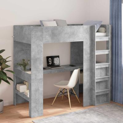Loft Bedframe met Bureau met opslag Bewerkt hout