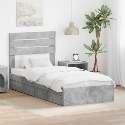 Bedframe met lade Beton Grijs 90 x 190 cm Bewerkt hout