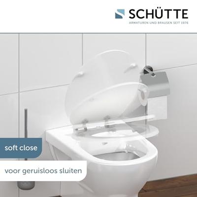 Toiletzitting Schutte Spirit White Met Soft Close MDF Mat Wit Toiletzitting Schutte Spirit White Met Soft Close MDF Mat Wit