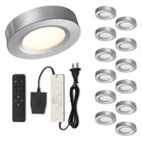 Set LED-opbouwspot met afstandsbediening Adria zilver 3W dimbaar IP44 1-12 stuks - thumbnail