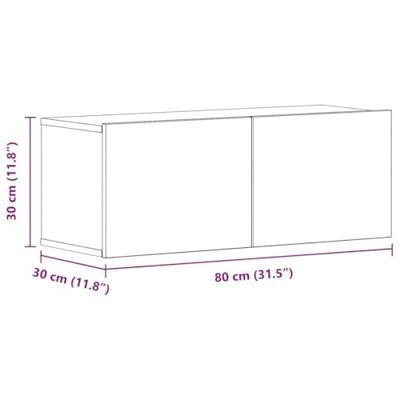 TV-kasten 2 pcs Zwart eiken 80 x 30 x 30 cm Bewerkt hout