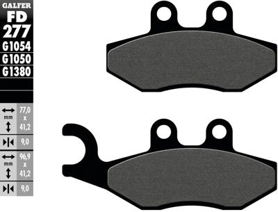 GALFER remblokken "fd277" brake pad fd277 g1054 organic standard GALFER remblokken "fd277" brake pad fd277 g1054 organic standard