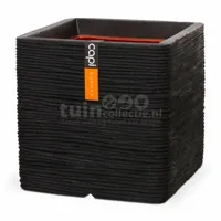 Capi plantenbak nature rib vierkant 40x40 cm zwart kblr903 - thumbnail
