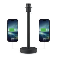 Moderne Tafellamp Voet in Zwart - 14 x 14 x 39 cm - Inclusief USB A+C poort - Klassieke nachtlampjes voor de slaapkamer - voor Lampenkap met max.35cm - E27 Bedlamp - Lichtbron niet inbegrepen - thumbnail