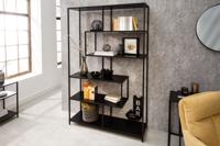 industrieele boekenkast SLIM LINE 185x114cm zwart essen zes planken - 42023 - thumbnail