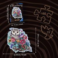 Houten puzzel - Vorm - 150 stukjes - Bloemenuil - thumbnail