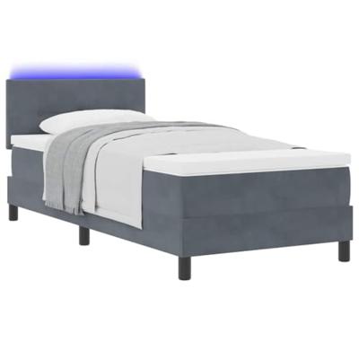 Boxspringbed met matras en LED fluweel donkergrijs 90x190 cm