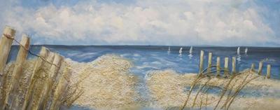 Schilderij - Handgeschilderd - strandtafereel 150x60cm