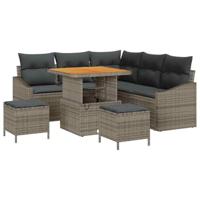 Tuinbankenset met kussen 8 pcs Grijs poly rattan - thumbnail