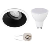 LED Spot Set - Pragmi Zano Pro - GU10 Fitting - Inbouw Rond - Mat Zwart/Wit - 4W - Natuurlijk Wit 4200K - Kantelbaar - Ø93mm - thumbnail