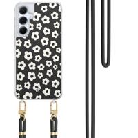 Samsung Galaxy A15 hoesje met zwart koord - Retro bloempjes - thumbnail