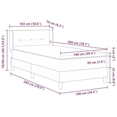 Boxspringbed met Matras, Donkergrijs, 100 x 200 cm, Stof