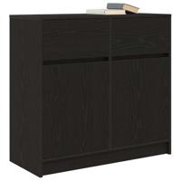 Dressoir met lade 80x34x76 cm spaanplaat zwart eikenkleurig - thumbnail