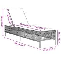 Ligbed met kussen poly rattan bruin - thumbnail