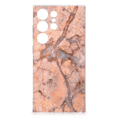 Samsung Galaxy S24 Ultra | TPU | Siliconen hoesje | Marmer Oranje Samsung Galaxy S24 Ultra | TPU | Siliconen hoesje | Marmer Oranje