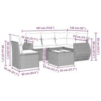 6-delige Loungeset met kussens poly rattan zwart - thumbnail