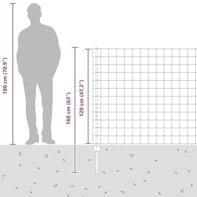 VidaXL Hek met paal grijs 1,2 x 10 m staal