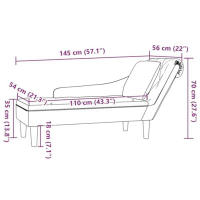 Chaise longue met kussen en rechterarmleuning kunstleer bruin
