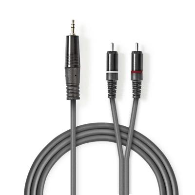 Stereo audiokabel | 3,5 mm male - 2x RCA male | 5,0 m | Grijs Stereo audiokabel | 3,5 mm male - 2x RCA male | 5,0 m | Grijs