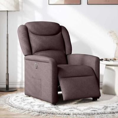 Fauteuil verstelbaar elektrisch stof donkerbruin