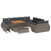 Tuinbankenset 13 pcs Grijs poly rattan - thumbnail