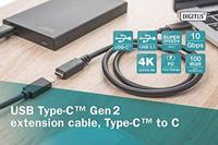 Digitus USB-kabel USB 3.2 Gen1 (USB 3.0 / USB 3.1 Gen1) USB-C stekker, USB-C bus 0.70 m Zwart Stekker past op beide manieren AK-300210-007-S - thumbnail