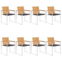 Tuinstoelen 8 st met kussens massief teakhout - thumbnail