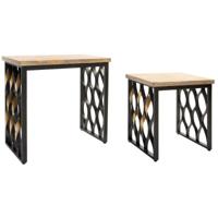 Set van 2 tafels Home ESPRIT Hout Metaal 64 x 34 x 65 cm - thumbnail