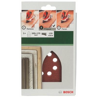 Bosch Accessories 2609256A74 Multi-schuurpapier Met klittenband, Geperforeerd Korrelgrootte (num) 60 (l x b) 170 mm x 100 mm 5 stuk(s)