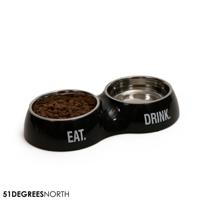 Dubbele Voerbak of Drinkbak Zwart - thumbnail