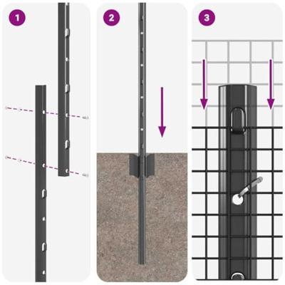 VidaXL Hek met paal grijs 1,4 x 10 m staal en pvc