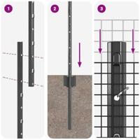 VidaXL Hek met paal grijs 1,2 x 25 m staal en pvc - thumbnail