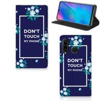 Huawei P30 Lite New Edition Design Case Flowers Blue DTMP - thumbnail
