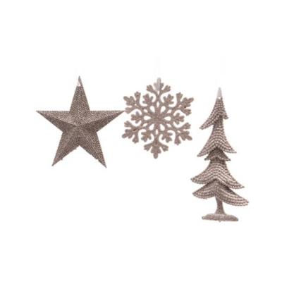 Hanger plastic glitter poederroze assorti kerstbal hangdeco kerst Decoris - Decoris