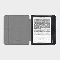 Lunso - Kobo Libra 2 (7 inch) - Vegan saffiano leren sleepcover hoes - Zwart - thumbnail