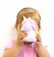 A Little Lovely Company nachtlamp Eenhoorn meisjes 12,5 cm PVC geel/roze - thumbnail