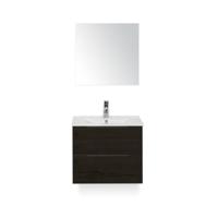 Seville Badmeubelset 60 cm - Black Oak Edge greep - Wastafel Enjoy - met Spiegel - thumbnail