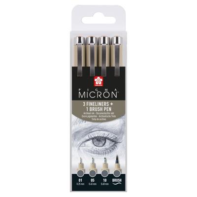 Fineliner Sakura Pigma Micron koelgrijs set 4 maten Fineliner Sakura Pigma Micron koelgrijs set 4 maten